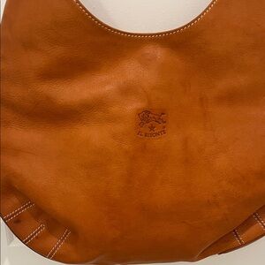 IL Bisonte Braided-Handle Shoulder Hobo Bag in Cognac Leather